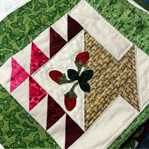 Handmade Strawberrys Yum Small Quilt 47.5" x 52.5" Lap Quilt - Picture 3 of 11